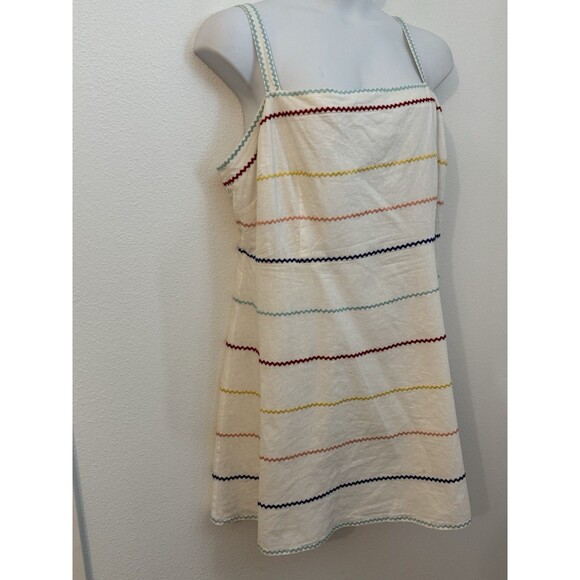 Forever 21 Dress Women Embroidered Zigzag Sundress Linen Blend Size 3X Rainbow - Picture 2 of 11